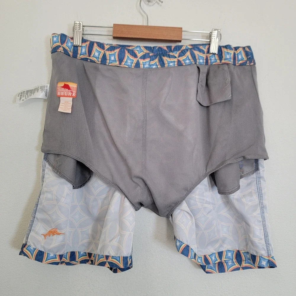 Tommy Bahama Relax Mens Medium‎ Blue Mesh Lined Swim Trunks Drawstring Resort